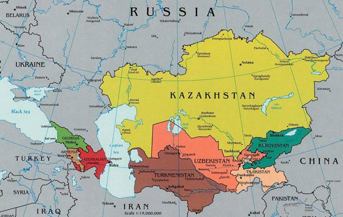 kartes Kazahstānas apkārtējām valstīm