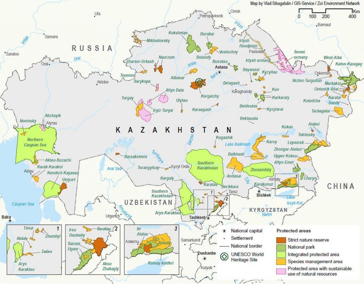 kartes Kazahstānas dabas resursu