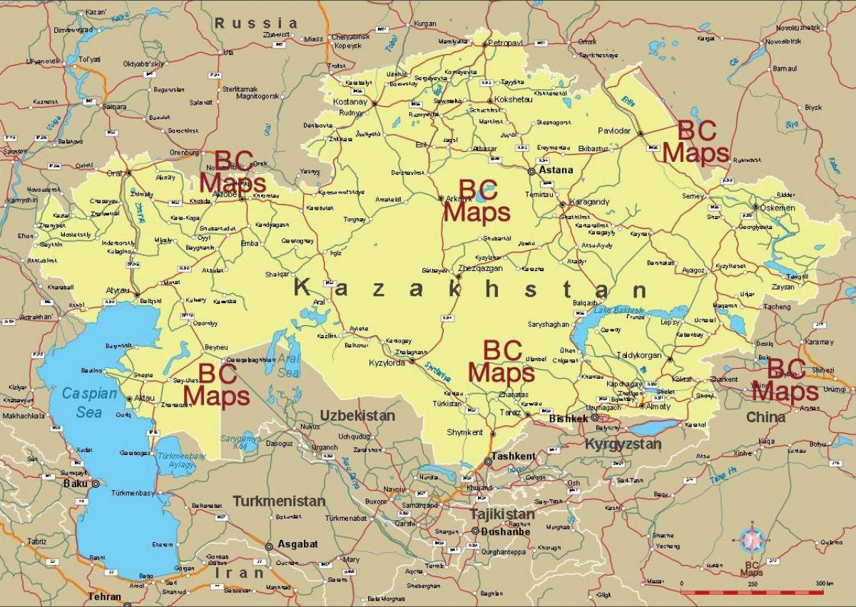 Kazahstānas pilsētu karte