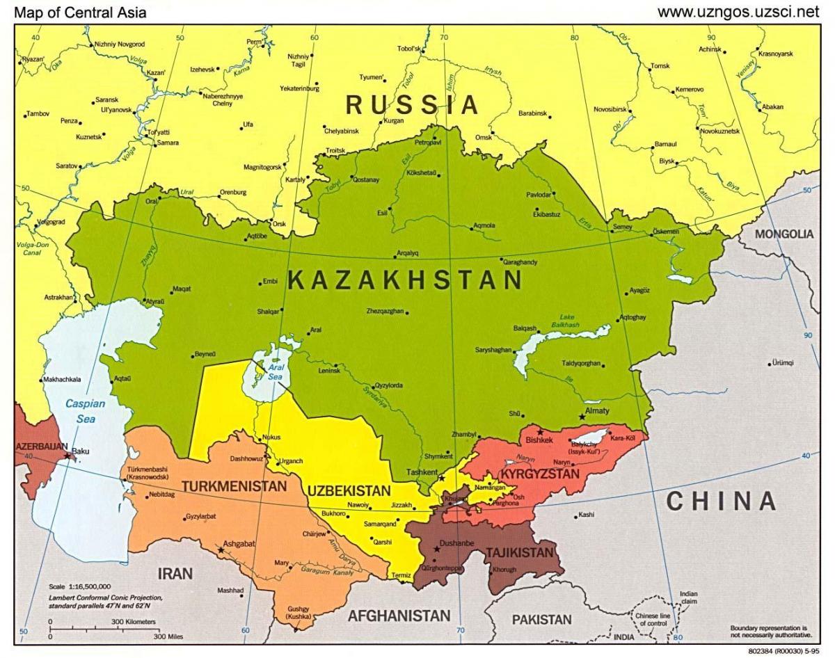 kartes Kazahstānas kartes āzijā