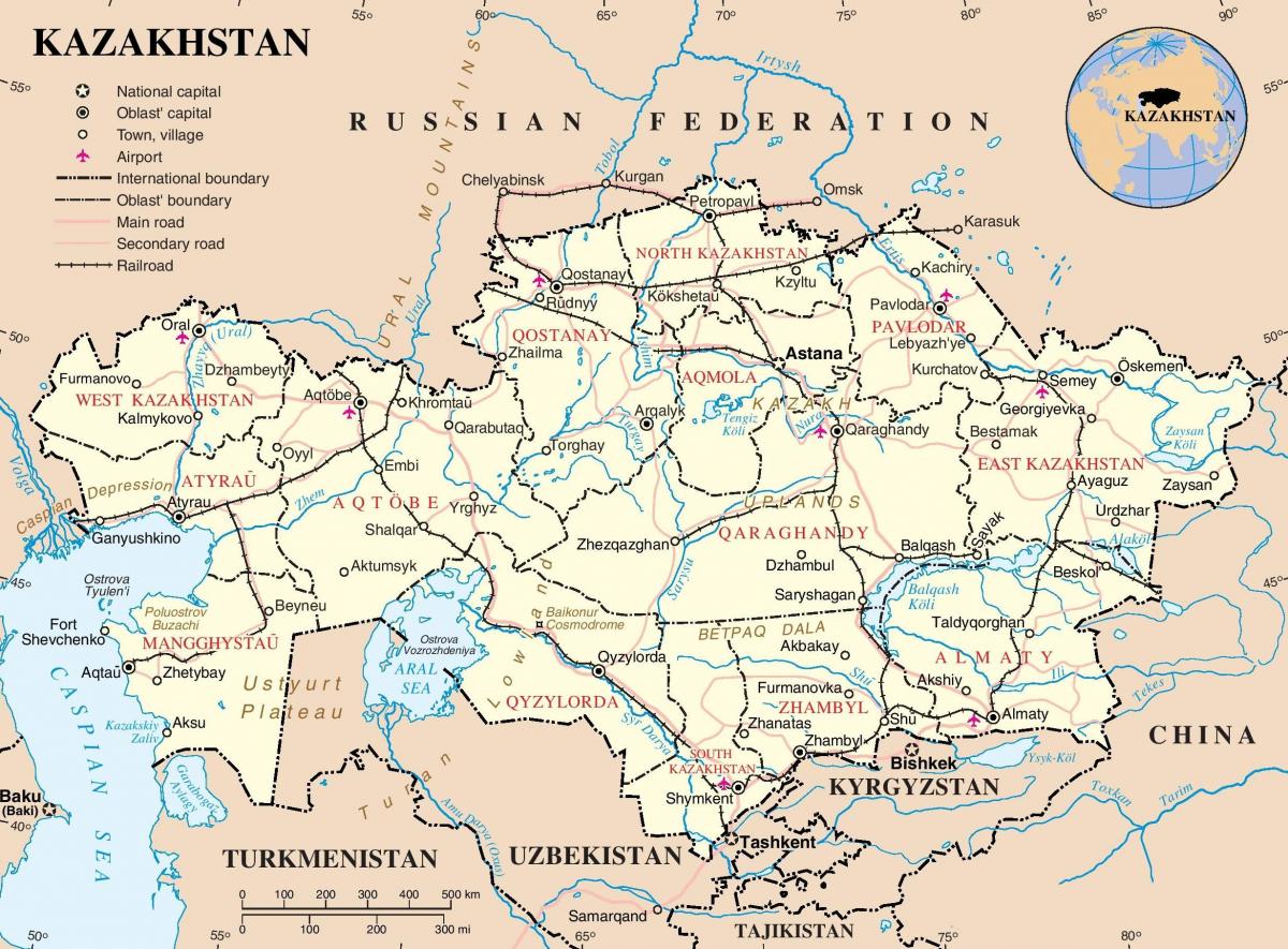 kartes Kazahstānas politisko