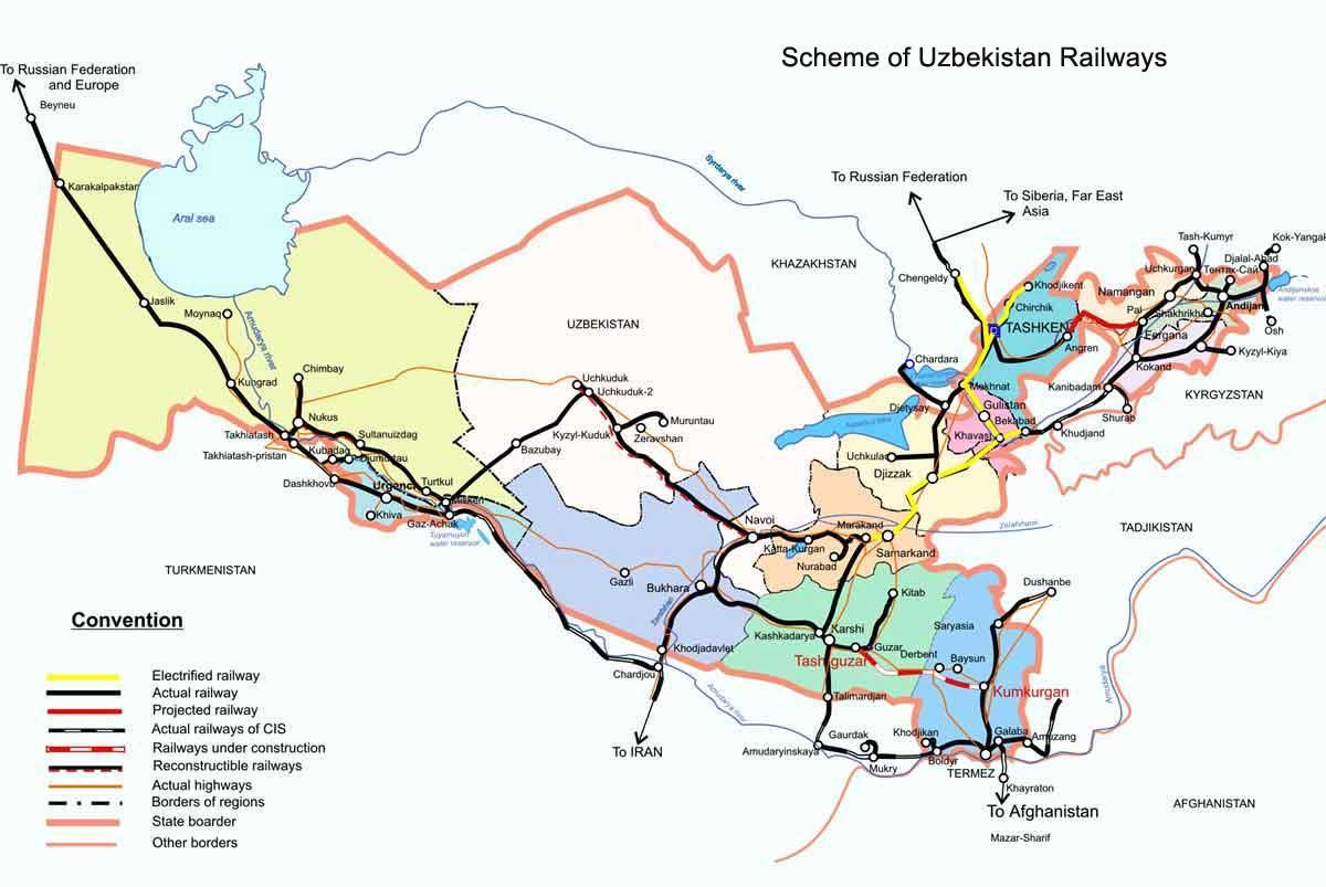 Kazahstāna vilcienu karte