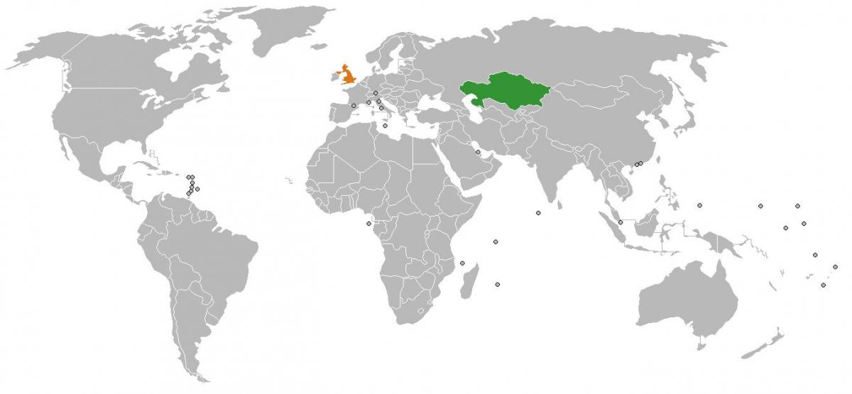 Kazahstāna atrašanās vietu uz pasaules kartes