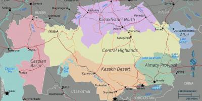 Kartes Kazahstānas reģionos